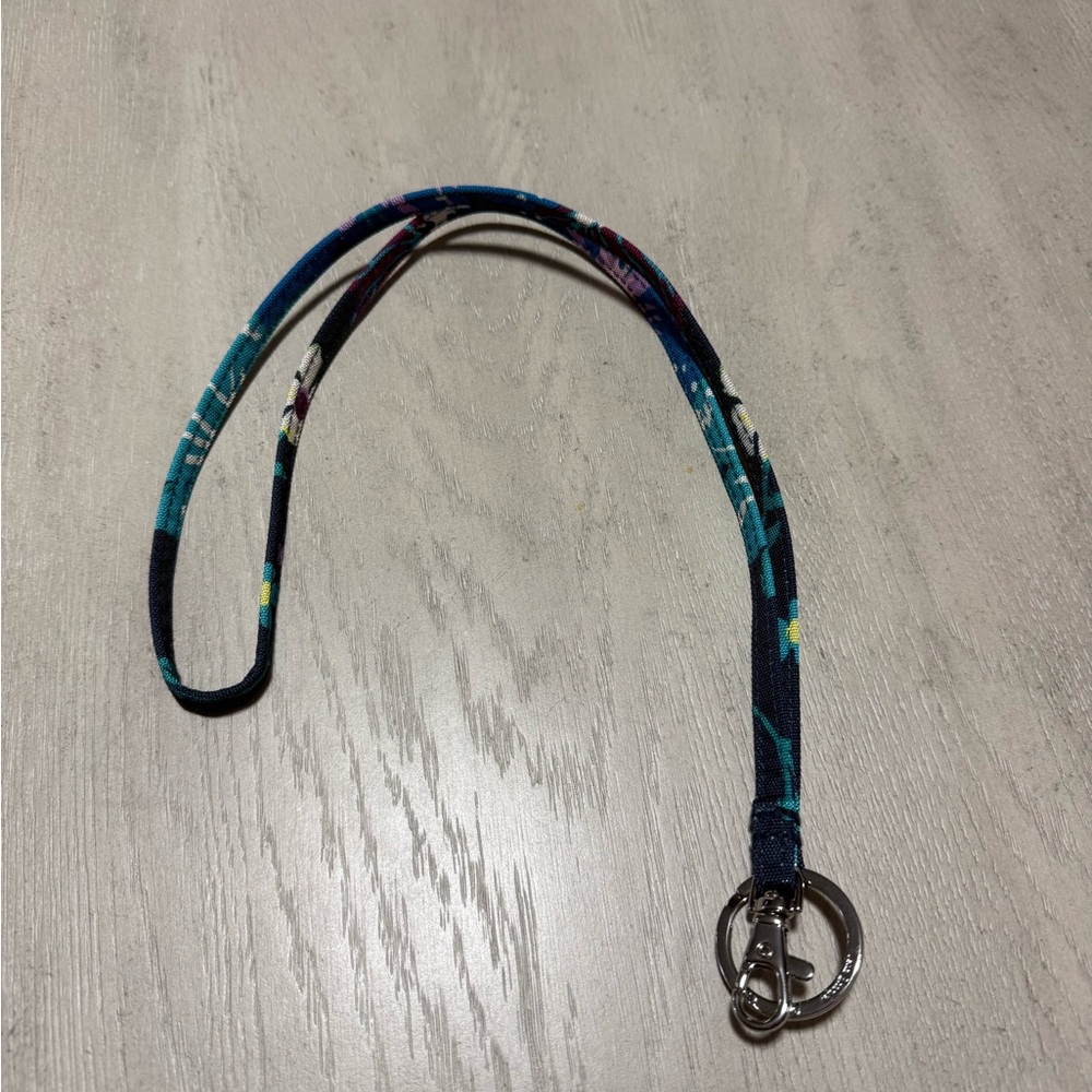 Vera Bradley Floral Blue Lanyard Keychain